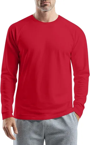Vista 15 de Camisetas para hombre, manga larga, color sólido, cuello redondo, camisetas básicas informales, M-3XL