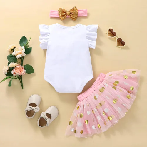 Vista 9 de Conjunto de ropa para bebé niña de primer cumpleaños con falda tutú con diadema