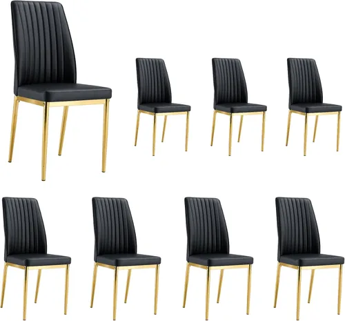 Vista 19 de Juego de 4 sillas de comedor modernas, de piel sintética, con patas de metal, para comedor, oficina, sala de espera (juego de 4, color blanco)