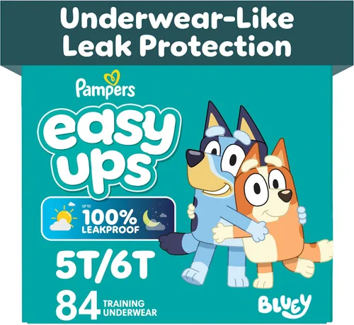 Vista 23 de Easy Ups - Pantalones de entrenamiento para niñas y niños, talla 4 (2T-3T), 25 unidades, ropa interior absorbente Bluey para entrenamiento, hasta un