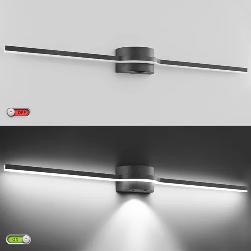 Vista 2 de SOLFART BK-3C - Luces LED de tocador para baño, lámparas de baño negras, 3 colores de temperatura regulable de 48 pulgadas