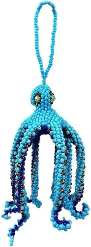 Vista 7 de Figura colgante de pulpo con cuentas de animales marinos, adorno de semillas de vidrio checo con cuentas colgantes, decoración hecha a mano, Verde