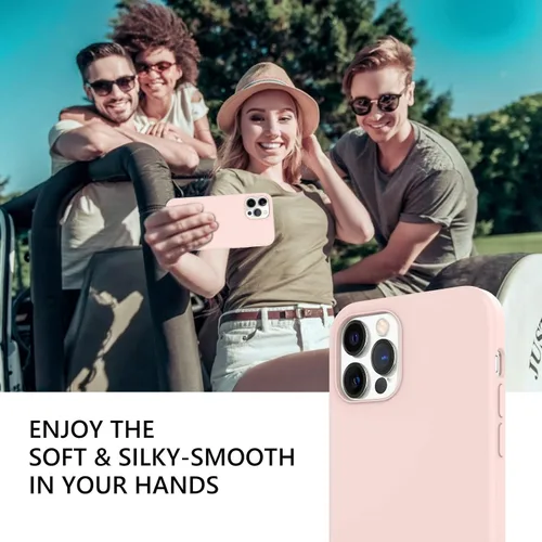 Vista 7 de DUEDUE Funda para iPhone 12 Pro Max de 6.7 pulgadas, silicona líquida de gel suave, funda delgada con forro de tela de microfibra, funda protectora