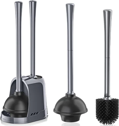 Vista 9 de LOVLOY Juego de émbolo y cepillo de inodoro, cepillo de silicona y émbolo de inodoro resistente con soporte ventilado, combo de cepillo de inodoro 2