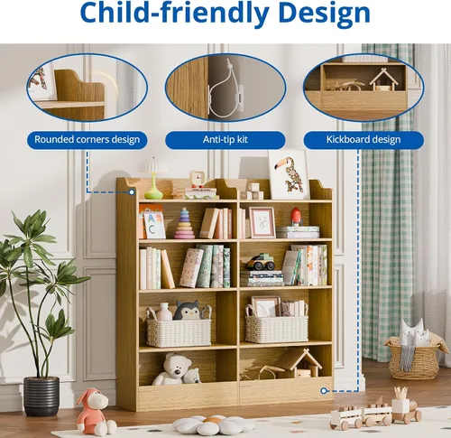 Vista 15 de Cozy Castle Organizador de almacenamiento de juguetes, estantería para niños de 5 niveles, estantería de 10 cubos para niños pequeños, armario