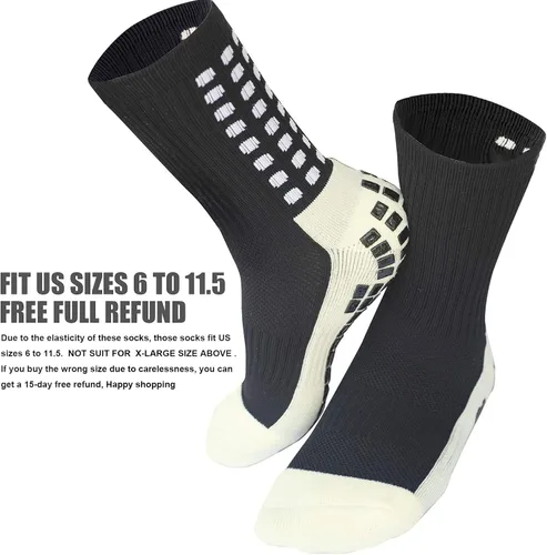 Vista 4 de 2 pares de calcetines deportivos antideslizantes para fútbol baloncesto hockeyfutbol yoga con agarres para adultos tallas de zapatos 6-115 2 pares