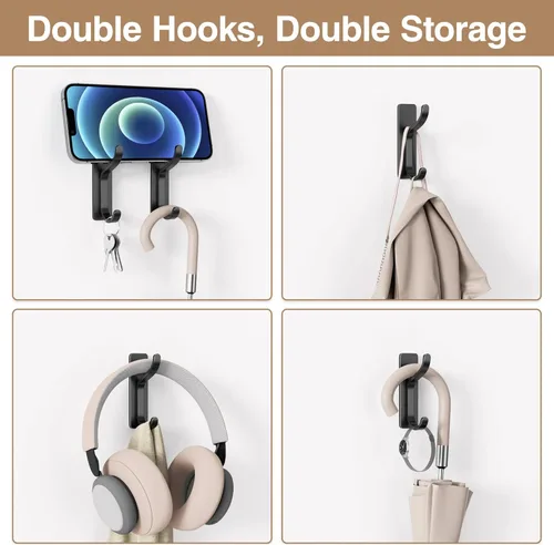 Vista 7 de pickpiff Ganchos adhesivos de pared para colgar en la puerta, gancho de metal para colgar toallas, bolso, bata, mochila, chaqueta, ropa, para baño