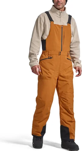 Vista 18 de FREE SOLDIER Overoles de esquí con peto para hombre, impermeables y con aislamiento Negro