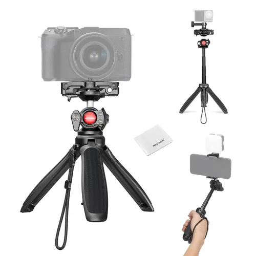 Vista 9 de NEEWER Palo selfie con obturador remoto Bluetooth desmontable, trípode de viaje plegable ligero para iPhone para vlogs de YouTube/TikTok