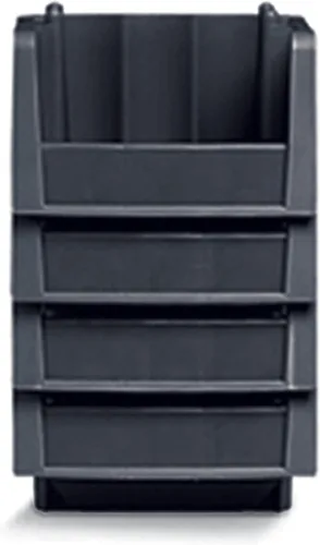 Vista 2 de Akro-Mils 30776 Contenedores de almacenamiento de plástico apilables económicos (18 pulgadas x 6-5/8 pulgadas x 7 pulgadas), color negro