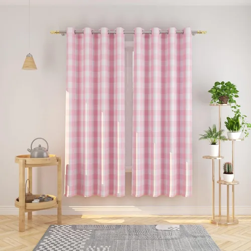 Vista 73 de Cortinas de 24 pulgadas de largo con diseño Buffalo Check Gingham Plaid para ventanas de cocina y baño, tratamiento para ventanas con 2 paneles