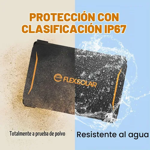 Vista 3 de FlexSolar 10W Cargadores solares portátiles 5V USB pequeños, paneles de emergencia ETFE plegables, impermeables IP67 para teléfonos, ventiladores