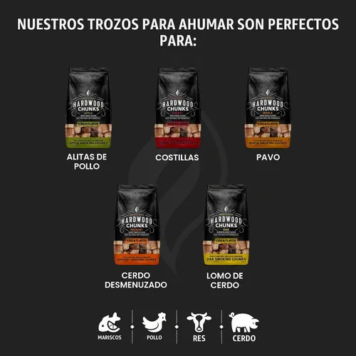 Vista 4 de Fire & Flavor Trozos de Madera de Manzana para Ahumar y Asar a la Parrilla - Totalmente Naturales, de Larga Duración con un Sabor Ligeramente Dulce
