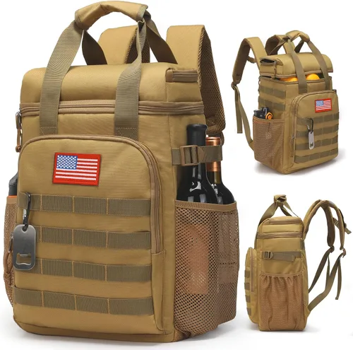 Vista 10 de Mochila térmica táctica, mochila de almuerzo para hombres y adultos, para trabajo con asa, mochila térmica suave aislada, impermeable, a prueba