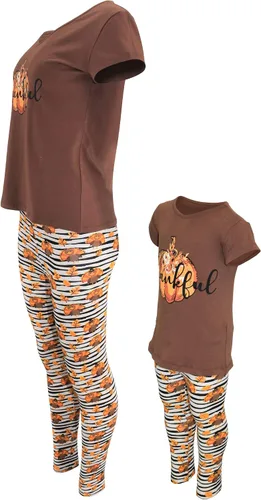 Vista 2 de Unique Baby Conjunto de pantalones a juego para niñas Mommy and Me Thankful (adulto XS, rayas), Striped