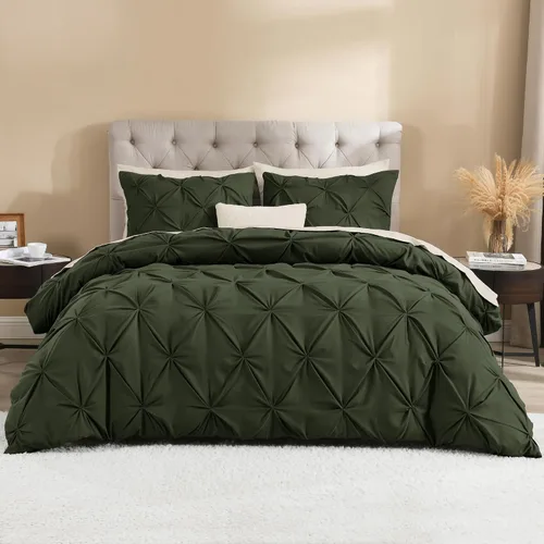 Vista 16 de Litanika - Funda de edredón tamaño Queen, color blanco, 3 piezas Soft Polyester, Pintuck Bedding Set with Zipper Closure & Corner Ties(1 Duvet