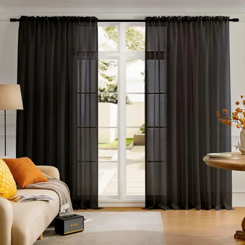 Vista 122 de MYSTIC-HOME Juego de cortinas de niveles transparentes blancas para cocina de 24 pulgadas de largo, tratamiento de cortinas para ventanas pequeñas