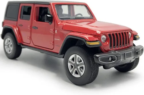 Vista 7 de Wrangler Sahara - Vehículo de juguete fundido a presión a presión de 4 puertas, vehículos de metal a escala 1/32, vehículos de metal fundido a Rojo