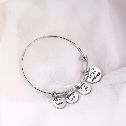 Vista 2 de GDKASRNY Pulsera de oso de mamá con brazalete ajustable de 1, 2, 3 cachorros, regalo para mamá