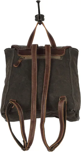 Vista 5 de Myra Bag Mochila Stella de Lona y Cuero Vaca Upcycled S-1590