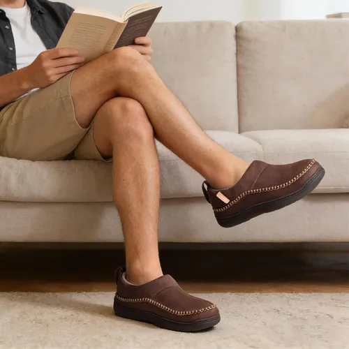 Vista 4 de Zigzagger - Pantuflas de tobillo estilo mocasín para hombre, para interior y exterior