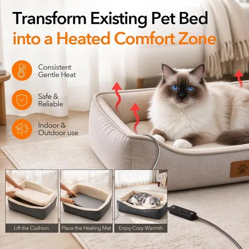 Vista 3 de 5V USB Pet Heating Pad, Dual-Sensor Safety for Cat & Dog, S