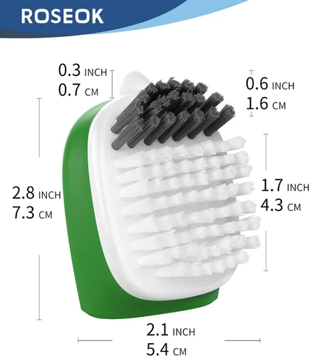 Vista 2 de ROSEOK Cepillo para limpiar papas y verduras, cepillo de cocina autónomo para limpieza de frutas y verduras, verde, paquete de 2 Self-Standing