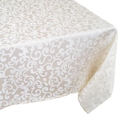 Vista 10 de Tektrum Mantel redondo con textura de lino sintético de 70 pulgadas, impermeable, a prueba de derrames, resistente a las manchas, sin arrugas