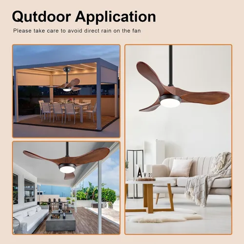Vista 7 de Ventiladores de techo de madera maciza con luces, ventilador de techo moderno de 36 pulgadas con luz y control remoto, motor CC reversible, 6