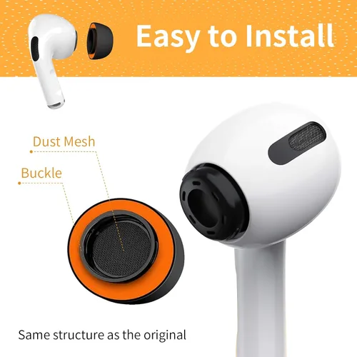 Vista 5 de Almohadillas de espuma viscoelástica para AirPods Pro y AirPods Pro 2, 3 pares de puntas de repuesto (negro, pequeño)