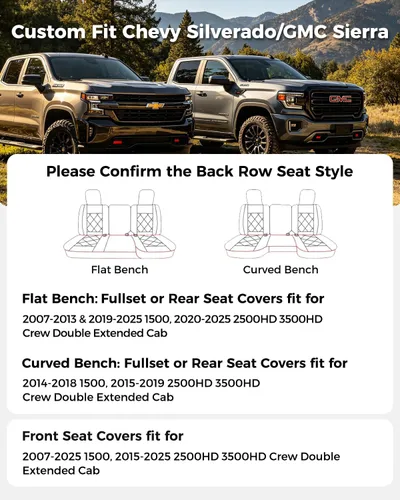 Vista 2 de Huidasource Fundas de asiento para Chevy Silverado, fundas de asiento GMC Sierra 2007-2013 y 2019-2026 1500, 2020-2026 2500HD 3500HD 2000HD doble