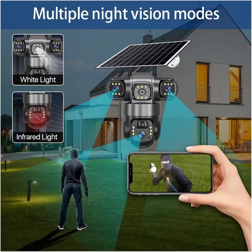 Vista 8 de Cámara de seguridad para exteriores Tri-Lens 4G Solar PTZ