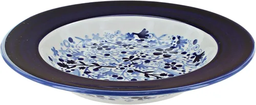 Vista 6 de Cerámica polaca de rosa azul – Plato de sopa azul violeta – 9.25 pulgadas de diámetro – Gran cuenco para sopas, ensaladas y pastas