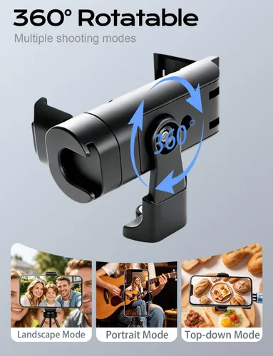 Vista 2 de BMZX Soporte de trípode universal para teléfono con tornillo de 1/4 pulgadas, soporte de teléfono ajustable giratorio de 360 grados para iPhone