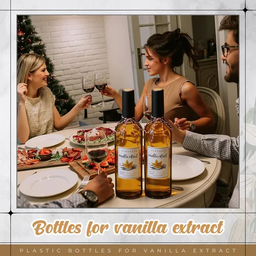 Vista 7 de Baderke Juego de 8 botellas de extracto de vainilla de 25 onzas, tarro de vainilla casero de Navidad, botella de cuello largo para regalos