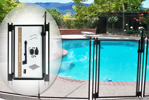 Vista 2 de Verja para piletas de cierre automático de Life Saver Pool Fence, Puerta, Negro
