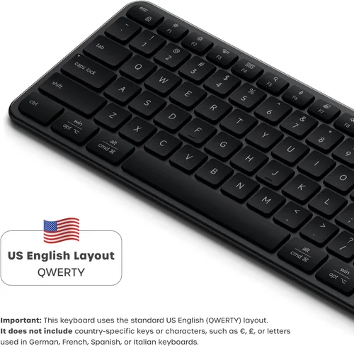 Vista 2 de Satechi Slim EX3 Teclado inalámbrico, Bluetooth y 2.4 GHz, negro espacial Full-size with numpad, instant OS key remap, rechargeable battery, for