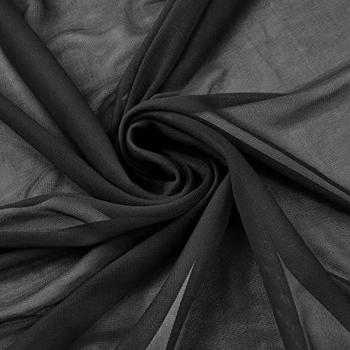 Vista 2 de Tablecloth Market Cortina de techo transparente negra de gasa para techo, 10 pies de ancho x 5 pies de alto, panel de boda Negro