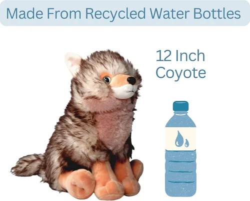 Vista 4 de The Petting Zoo Coyote - Animal de peluche, regalos para niños, animales salvajes del zoológico Onez, juguete de peluche de 12 pulgadas
