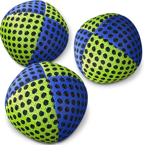 Vista 17 de speevers Juego de 3 pelotas de malabarismo para principiantes y profesionales, 14 colores disponibles, 2 capas de red y estuche de transporte, bolas
