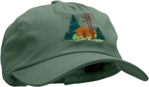 Vista 5 de e4Hats.com Gorra bordada de cabaña de troncos para papá sin estructura