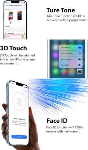Vista 3 de Ayake Reemplazo de pantalla para iPhone 13 Mini, pantalla LCD FHD de 5.4 pulgadas y pantalla digitalizadora táctil, True Tone programable, Face ID