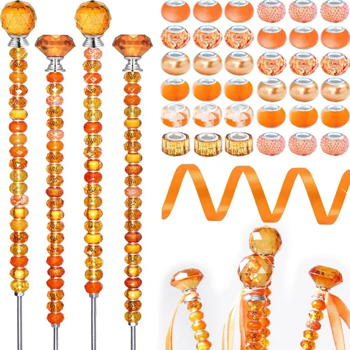 Vista 8 de 300 piezas de estacas de jardín DIY Kit de varitas de hadas de jardín, coloridas con agujero grande, perla de cristal de diamante, tapón superior