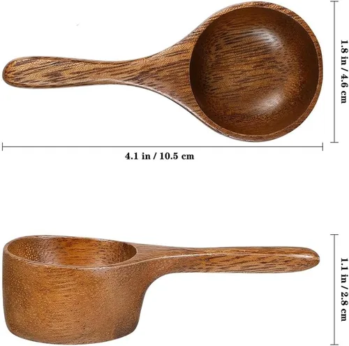 Vista 2 de Cuchara medidora de madera, mini cuchara de café en grano de leche en polvo, cuchara de sal de baño, cuchara de madera maciza para botes, cuchara