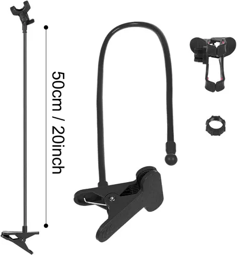 Vista 5 de ITART Plástico Flexible Brazos Largo Cuello De Cisne Clip Abrazadera Soporte Universal Teléfono Celular Titular - Negro