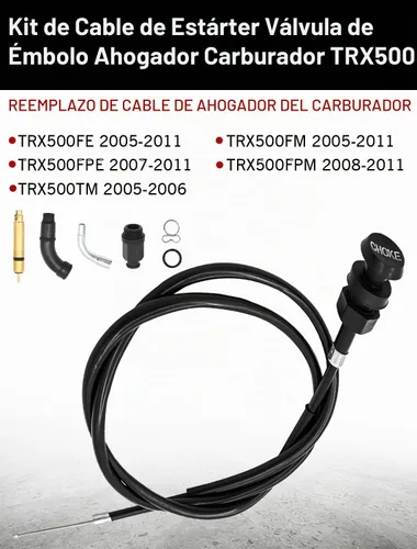 Vista 2 de Kit de cable de estrangulador de carburador y émbolo de válvula de arranque compatible con Honda TRX500 Foreman Rubicon 500 Cable de estrangulador