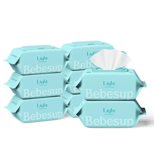 Vista 14 de BEBESUP - Toallitas desechables #1 de Corea- Toallitas orgánicas extra gruesas 100% a base de plantas, hipoalergénicas, biodegradables, 99% a base