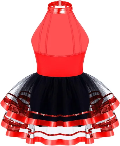 Vista 82 de CHICTRY Vestido tutú de ballet con lentejuelas brillantes para niñas y niñas, moderno disfraz de baile latino de jazz
