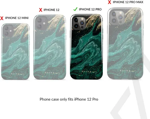 Vista 2 de BURGA - Funda compatible con iPhone 12 PRO, apta para carga inalámbrica, carcasa rígida híbrida de 2 capas + funda de silicona, protección