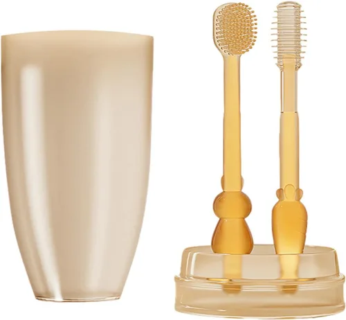 Vista 8 de Cepillo de dientes de entrenamiento para bebés, cabezal de cepillo de silicona suave, cepillo de dientes para bebés, cepillo de dientes para niños